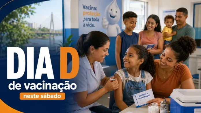 Dia D da Multivacinação em Rondônia com criança sendo vacinada em unidade de saúde