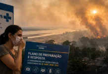 El Niño forte coloca Rondônia em cenário de seca, queimadas e pressão sobre a saúde Profissional de saúde observa cenário seco e com fumaça em imagem sobre El Niño em Rondônia