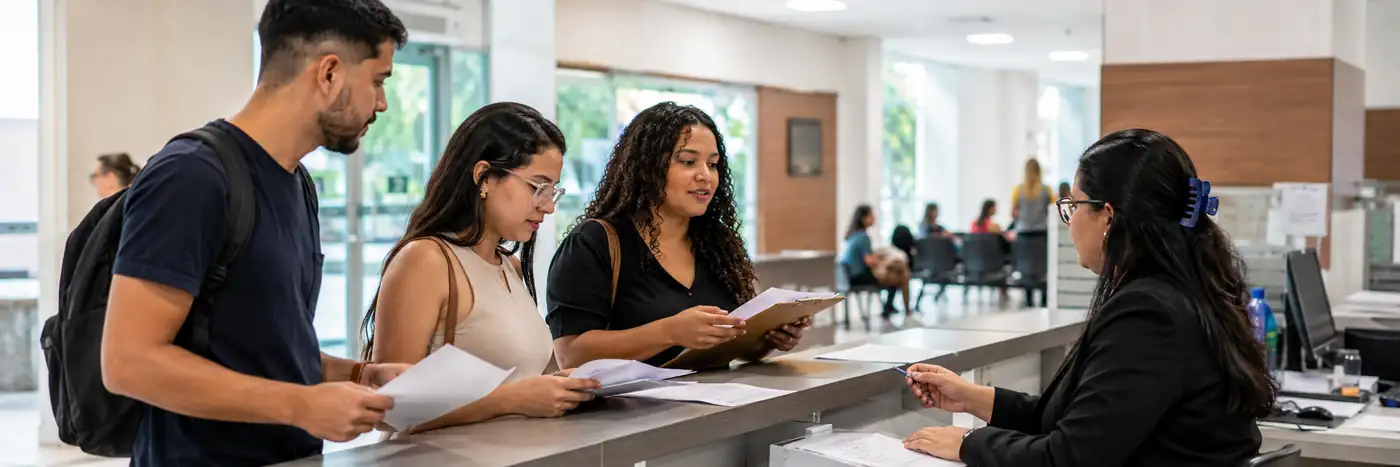 Estudantes de Direito em atendimento ilustram processo seletivo de estágio DPU Porto Velho