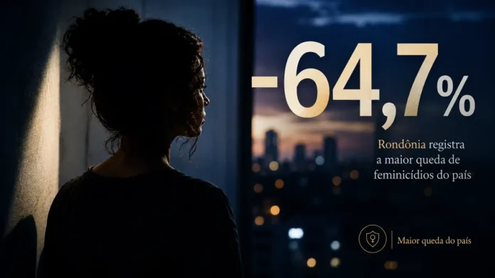 Feminicídios em Rondônia caem 64,7% com mulher em silhueta e destaque para a maior queda do país