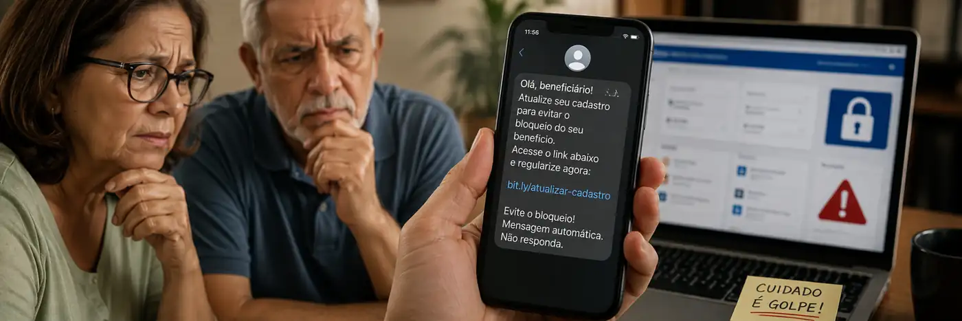 mensagem falsa de atualização cadastral usada em golpe contra segurados