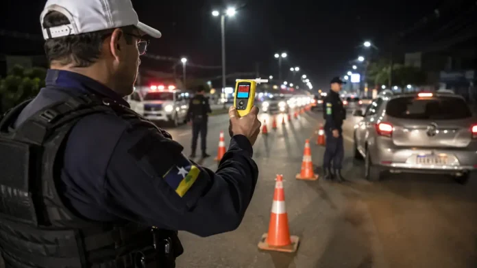 Agente da Lei Seca realiza fiscalização noturna durante operação em Rondônia