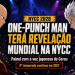 One-Punch Man fará revelação mundial na NYCC com voz japonesa de Garou One-Punch Man na NYCC com Saitama, Garou e personagens do anime em composição editorial
