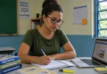 PND 2026 adia cartão para 9 de setembro; nota já é usada em concursos de Rondônia Professora estuda em sala de aula para a PND 2026, cujo cartão será liberado em 9 de setembro