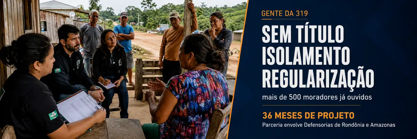 Faixa editorial sobre moradores, isolamento e regularização fundiária na BR-319