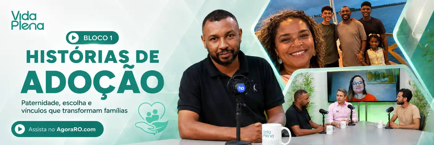 Genilson Henrique Barbeiro e participantes do Vida Plena em bloco sobre histórias de adoção, paternidade e vínculos familiares