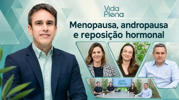 Capa do Vida Plena sobre menopausa, andropausa e reposição hormonal com Henrique Prata Filho e especialistas do Hospital de Amor.