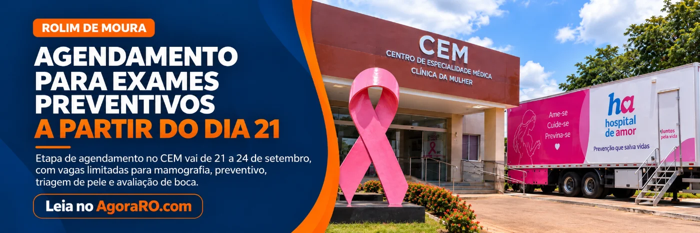 Agendamento para exames preventivos em Rolim de Moura ocorre no CEM de 21 a 24 de setembro