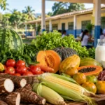 Nova Brasilândia terá sessão de R$ 587 mil para comprar alimentos da agricultura familiar Composição editorial sobre agricultores familiares e alimentos para a merenda escolar em Nova Brasilândia.
