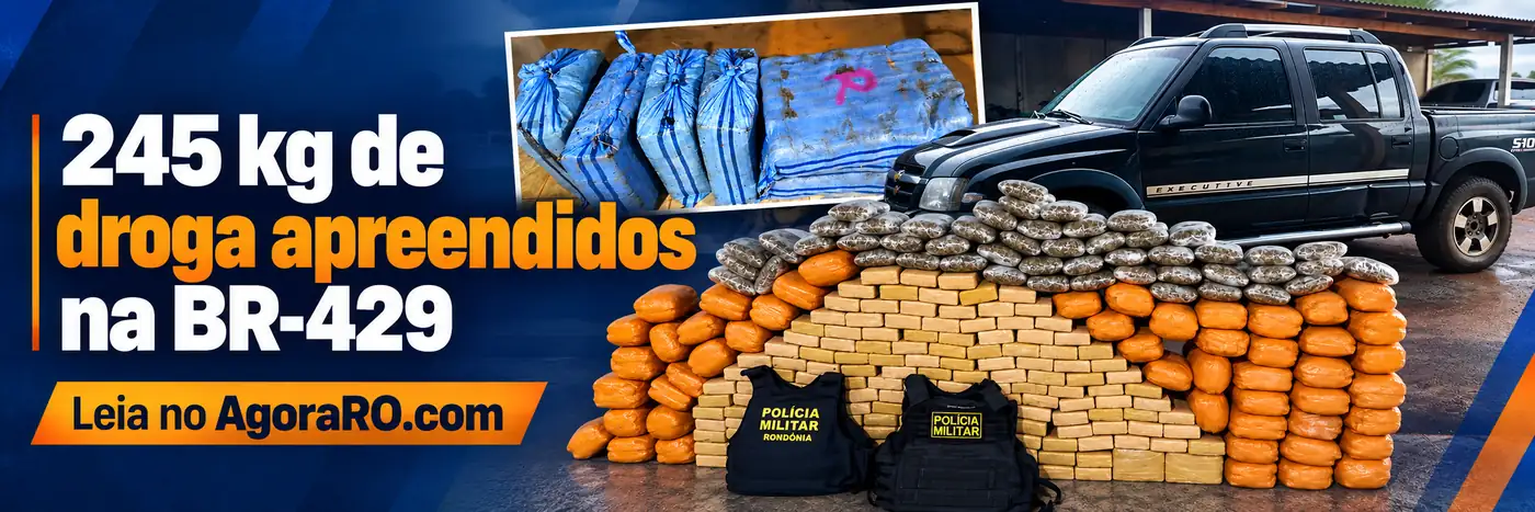 Apreensão na BR-429 envolvendo aproximadamente 245 kg de material recolhido durante ação policial em Rondônia.