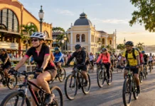Bike Tour Porto Velho abre 300 vagas gratuitas para passeio por pontos históricos Bike Tour Porto Velho com ciclistas em passeio pela capital