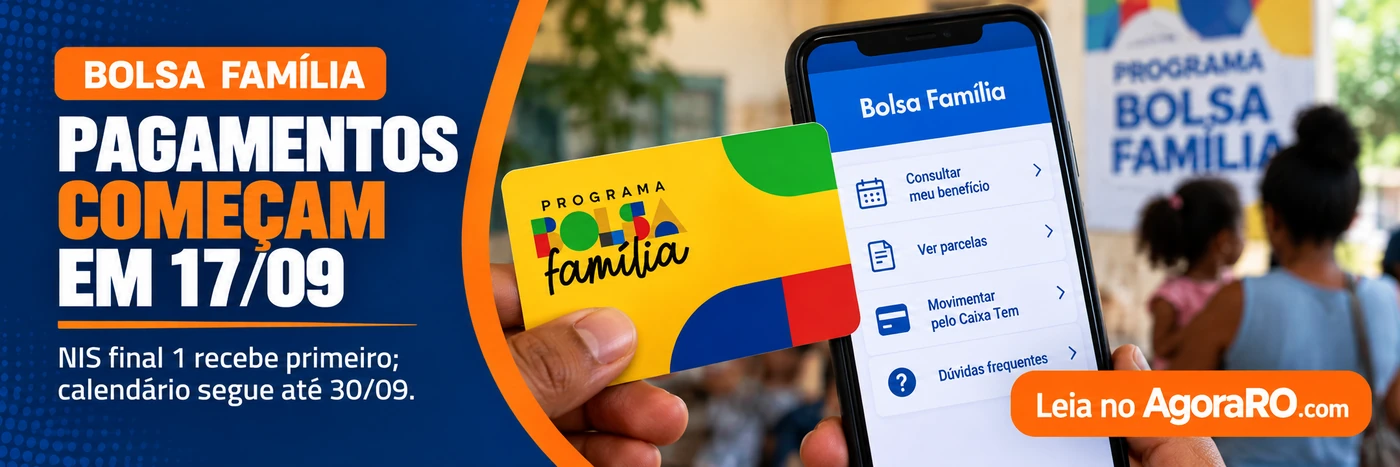 Faixa editorial informa pagamentos a partir de 17/09, NIS final 1, calendário até 30/09 e assinatura AgoraRO.com.