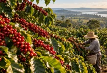 Safra de café de Rondônia chega a 2,88 milhões de sacas e cresce 24%, estima Conab Café de Rondônia em lavoura de conilon durante a safra 2026