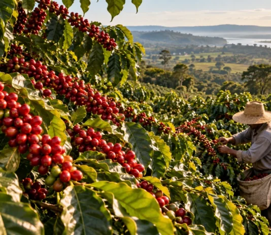 Safra de café de Rondônia chega a 2,88 milhões de sacas e cresce 24%, estima Conab Café de Rondônia em lavoura de conilon durante a safra 2026
