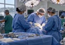 Cirurgias prioritárias do Agora Tem Especialistas crescem 23% em Rondônia Equipe cirúrgica em hospital representa alta das cirurgias em Rondônia no programa Agora Tem Especialistas