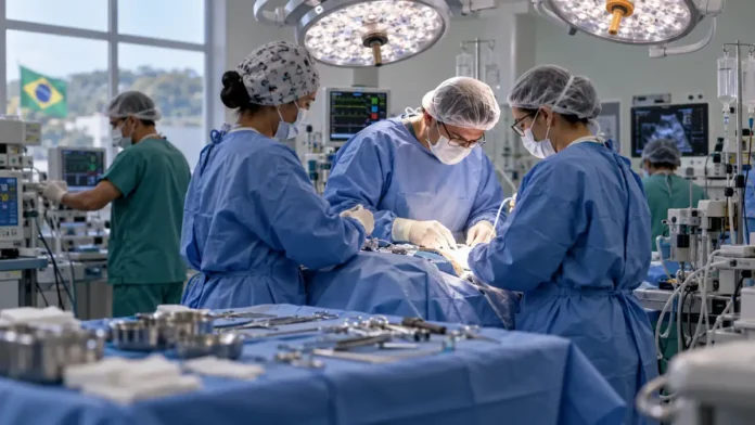 Equipe cirúrgica em hospital representa alta das cirurgias em Rondônia no programa Agora Tem Especialistas