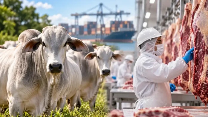 Carne bovina de Rondônia em composição editorial sobre habilitação de frigoríficos para o mercado da Indonésia