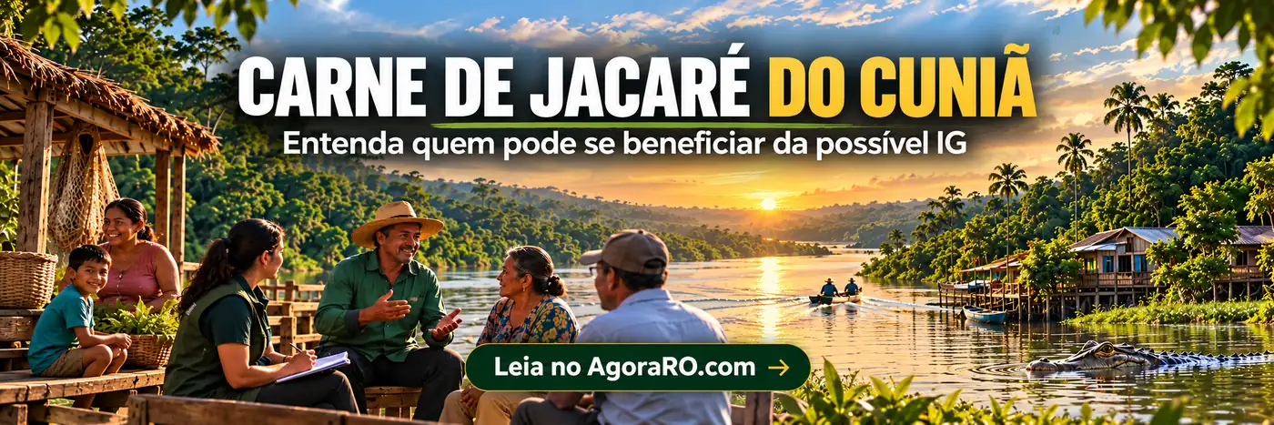 Faixa do AgoraRO sobre a carne de jacaré do Cuniã