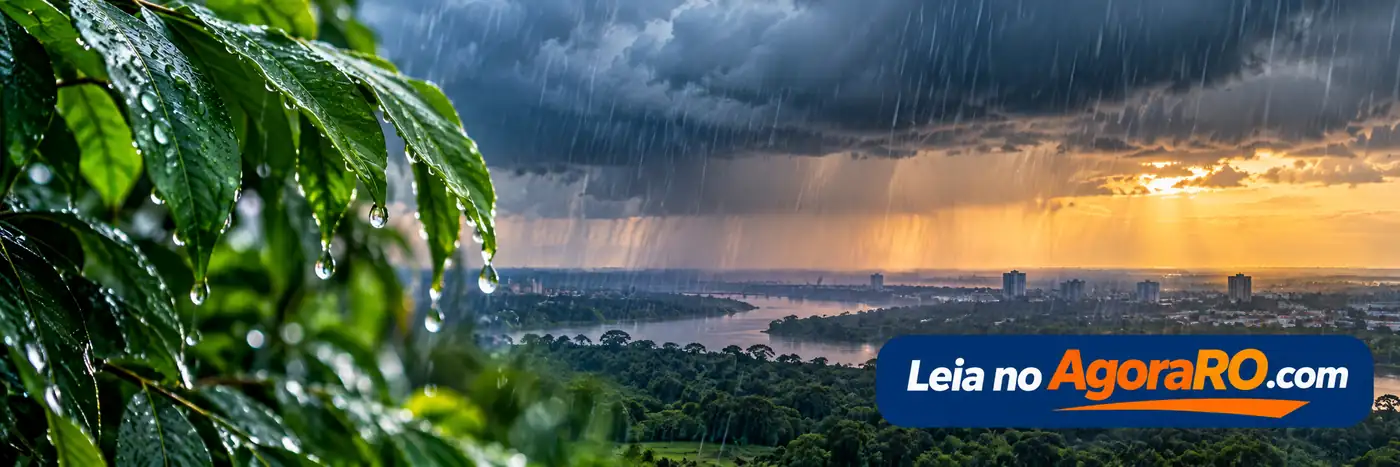 Faixa com a previsão de chuva acumulada no leste de Rondônia