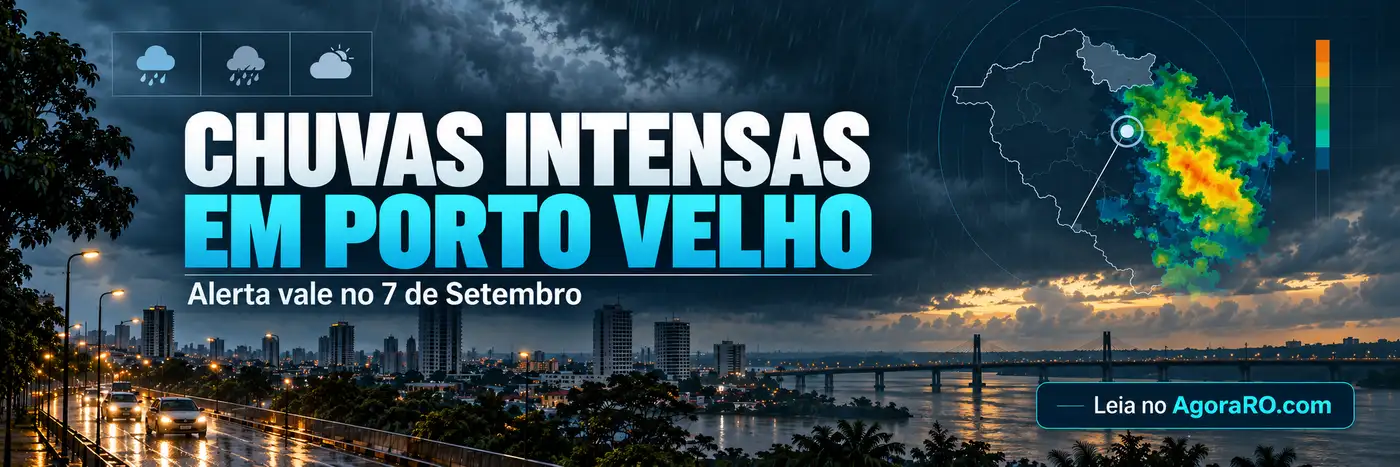 Faixa sobre alerta de chuvas intensas em Porto Velho no feriado de 7 de Setembro