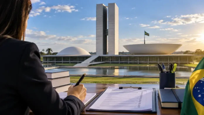 Concurso da Câmara em composição editorial com Congresso Nacional e material de estudo
