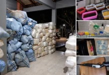 Forças de Rondônia e Acre apreendem mais de 3,6 toneladas de drogas em Monte Negro Composição editorial baseada em registros reais da grande quantidade de drogas apreendida na zona rural de Monte Negro, em Rondônia.