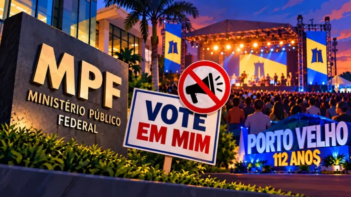 Composição editorial sobre regras eleitorais para eventos do aniversário de Porto Velho.