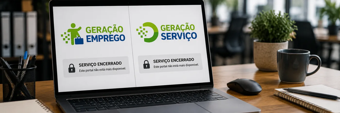 Portais Geração Emprego e Geração Serviço exibidos como serviços encerrados