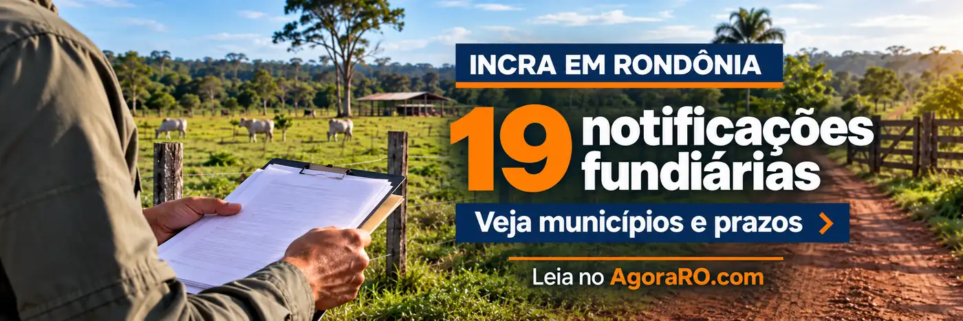Notificações do Incra em Rondônia envolvem 19 editais fundiários