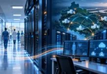 SESAU prevê até R$ 12,9 milhões para ampliar infraestrutura digital da Saúde Infraestrutura digital da Saúde em composição editorial com servidores, hospitais e conexões em Rondônia