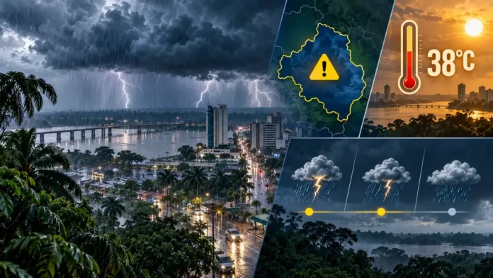 Chuva forte e trovoadas em Rondônia com previsão de até 38 graus em Porto Velho