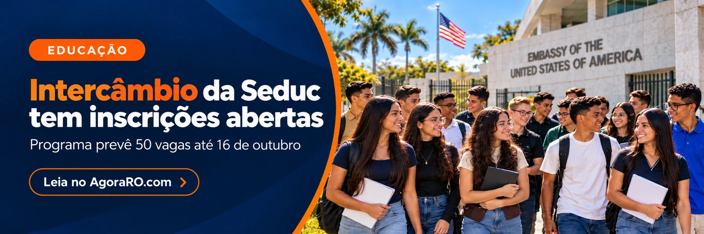 Faixa sobre inscrições para intercâmbio estudantil da Seduc de Rondônia