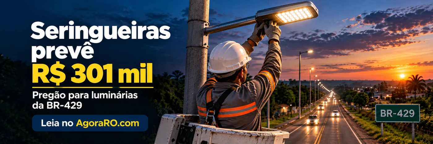 Iluminação da BR-429 em Seringueiras em pregão para futura aquisição de luminárias públicas