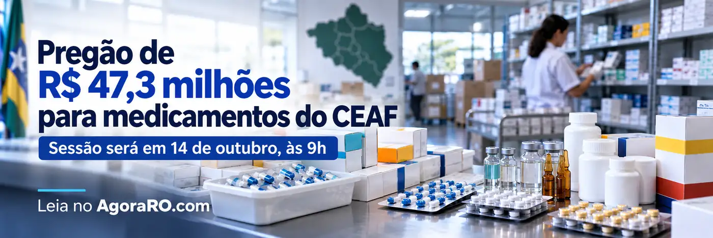 Composição editorial sobre medicamentos CEAF Rondônia e registro de preços.