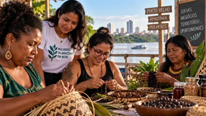 Mulheres da Amazônia em Rede em composição editorial com empreendedoras em contexto amazônico de Porto Velho