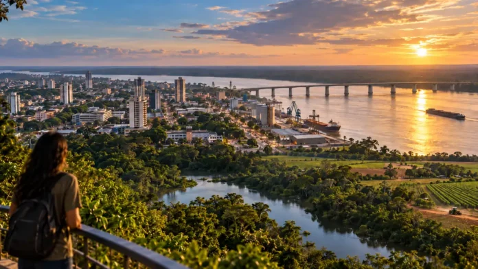 PAEDS Porto Velho — planejamento estratégico até 2050 PAEDS Porto Velho em composição editorial com cidade, rio Madeira, ponte, logística, áreas verdes e produção rural