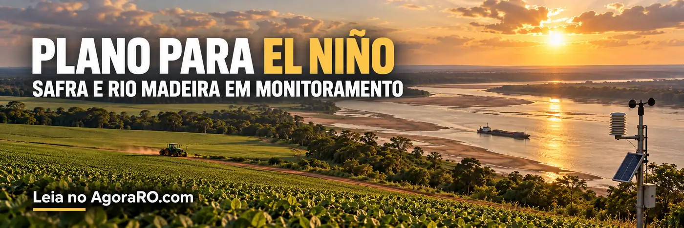 Faixa sobre plano para El Niño com safra e Rio Madeira em monitoramento e assinatura Leia no AgoraRO.com