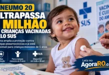 Pneumo 20 passa de 1 milhão de crianças vacinadas pelo SUS Pneumo 20 ultrapassa 1 milhão de crianças vacinadas pelo SUS