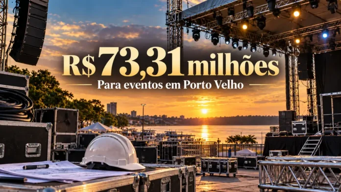 Pregão de eventos Porto Velho — R$ 73,31 milhões Composição editorial sobre pregão de eventos de Porto Velho com valor estimado de até R$ 73,31 milhões.