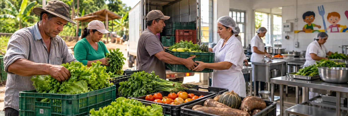 Produção local chega a estrutura pública de alimentação entrega de alimentos da agricultura familiar para cozinha institucional