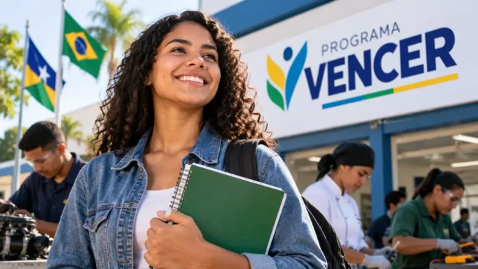 Composição editorial sobre o Programa Vencer Rondônia e qualificação profissional.
