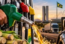 Governo reduz tributos da gasolina e do etanol e autoriza subvenção ao diesel Redução de tributos nos combustíveis em composição editorial com bombas de gasolina, etanol, diesel e transporte rodoviário