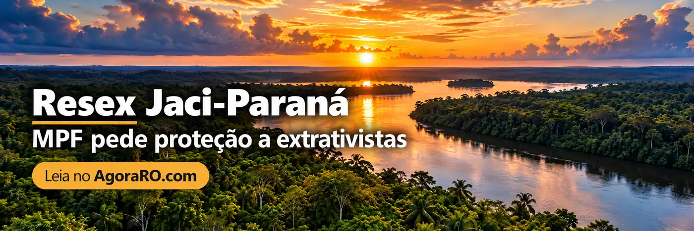 Faixa editorial sobre proteção a extrativistas e medidas relacionadas à Resex Jaci-Paraná.