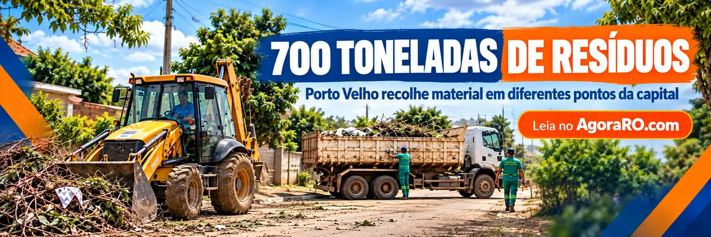 Faixa editorial sobre recolhimento de resíduos em Porto Velho