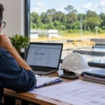 CISAN abre seleção em Rondônia com 9 vagas e salários de até R$ 7,1 mil Seleção do CISAN ilustrada por profissional em escritório técnico com vista para instalação de saneamento