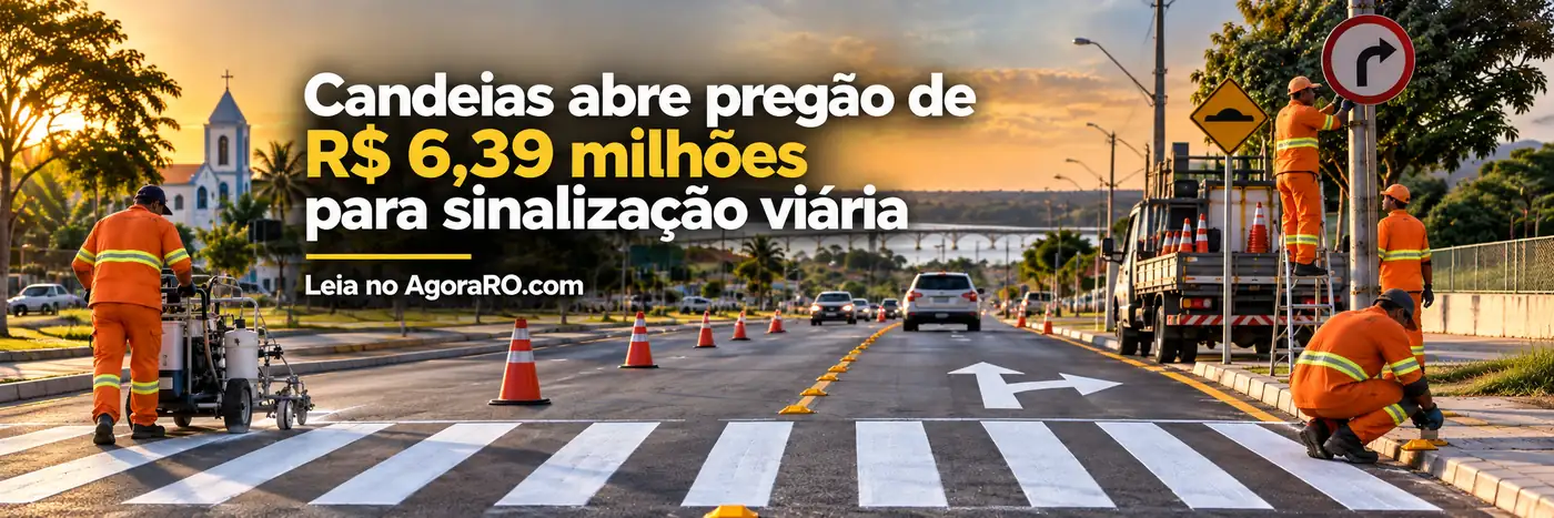 Faixa ilustrativa sobre sinalização viária em Candeias do Jamari