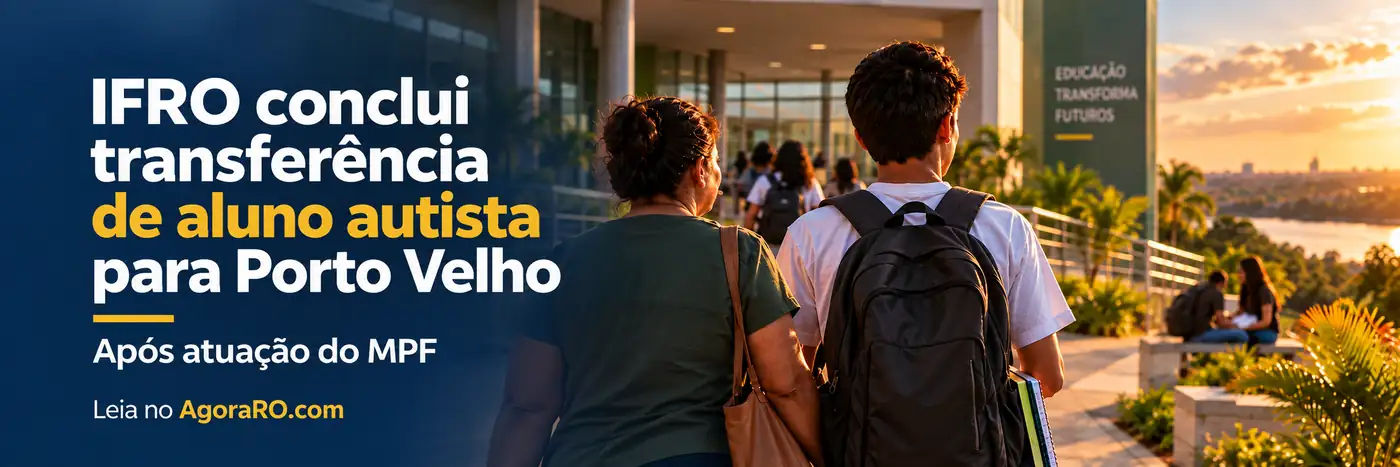 Composição editorial sobre transferência de aluno autista para Porto Velho após atuação do MPF