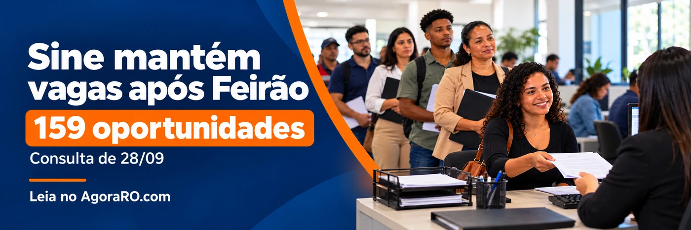 Vagas do Sine em Porto Velho somavam 159 oportunidades na consulta de 28 de setembro