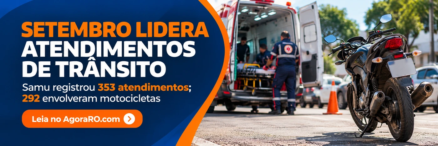 Faixa do AgoraRO informa que setembro liderou atendimentos de trânsito do Samu em Porto Velho