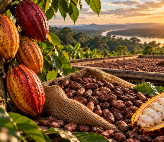 Rondônia leva sete lotes de cacau especial à final nacional; veja os produtores Cacau especial em Rondônia representado em composição editorial ilustrativa de frutos e amêndoas, sobre sete lotes finalistas nacionais.